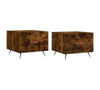 Mokuyary Lot de 2 tables basses en chêne fumé - 50 x 50 x 40 cm - En bois dérivé du bois - Table de salon avec tiroir pour salon, bureau, petites pièces - Table basse - A