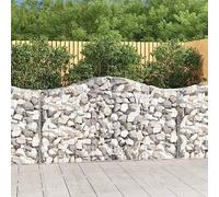 Mokuyary Lot de 25 gabions avec arc haut - 200 x 50 x 100/120 cm - En fer galvanisé - Pour pierre, paysage - A