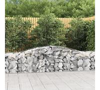 Mokuyary Lot de 3 gabions avec arche surélevée - 400 x 50 x 60/80 cm - En fer galvanisé - Panier à pierres - Panier à gabions pour paysage, jardin