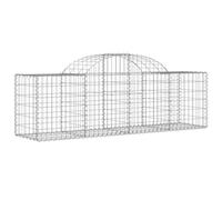 Mokuyary Lot de 4 gabions avec arc haut - 200 x 50 x 60/80 cm - En fer galvanisé - Panier à pierres - Panier à gabions pour paysage, jardin