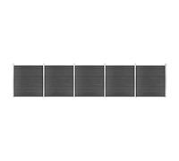 Mokuyary Lot d'éléments de clôture WPC 872 x 186 cm Noir Clôture brise-vue Panneau de clôture de jardin pour paysage, jardin, décoration extérieure