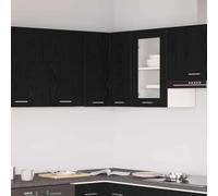 Mokuyary Lyon Armoire suspendue aspect chêne noir 57 x 57 x 60 cm Meuble mural de cuisine et de salle de bain Modèle 1 armoire d'angle suspendue 57 cm de large 60 cm de haut