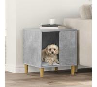 Mokuyary Maison pour Chiens Béton 44 x 42 x 49 cm Bois d'ingénierie Chenil pour Chien Facile à Assembler pour Extérieur, Jardin, Terrasse