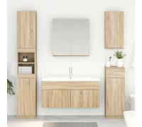 Mokuyary Meuble de lavabo avec rangement en chêne sonoma pour petits meubles de salle de bain dans les hôtels, appartements, chambres d'hôtes