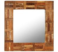 Mokuyary Miroir Mural Bois de Rècupèration Massif 60 x 60 cm, Miroir à Suspendu de Salle de Bain Cosmétique Montage Mural pour Mur, Chambre, Salon, Meuble-lavabo, Entrée, Couloir