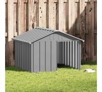 Mokuyary Niche pour Chien Gris 116,5x103x81,5 cm Acier galvanisé Chenil pour Chien Facile à Assembler pour Extérieur, Jardin, Terrasse