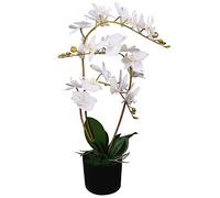 Mokuyary Orchidée artificielle avec pot de 65 cm - Blanc - Plante artificielle pour décoration de salon, chambre à coucher, cuisine, bureau