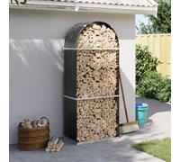 Mokuyary Panier à bois anthracite - 80 x 45 x 190 cm - En acier galvanisé - Étagère pour bois de cheminée - Étagère de rangement pour bois de chauffage