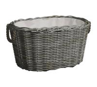 Mokuyary Panier à Bois de Chauffage avec poignées 59x42x28 cm Gris Saule Serre Bûche, Étagère de Rangement pour Porte Bûches de Cheminée, Support de Stockage de Bois de Chauffage