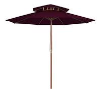 Mokuyary Parasol à Deux étages avec Mât en Bois Rouge 270 cm Jardin