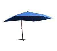 Mokuyary Parasol Suspendu avec Mât en Bois 400x300 cm Bleu Jardin