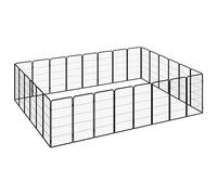 Mokuyary Parc pour Chien 28 Panneaux Noir 50x100cm Acier Enduit de Poudre
