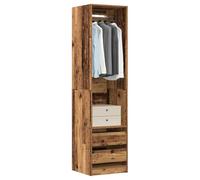 Mokuyary Penderie aspect bois vieilli 50 x 50 x 200 cm - Matériau bois - Multi-étages - Armoire ouverte avec étagères - Pour chambre à coucher, petits espaces