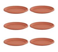 Mokuyary Plateau à Fleurs Rond 6 pièce Rouge Brique Ø 27 x 2,5 cm Soucoupe Pot Fleur, Coupelle pour Plantes d'intérieur et d'extérieur