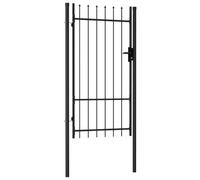 Mokuyary Portail de clôture Boxtel à Une Porte avec Pointes supérieures, Acier 1 x 1,75 m, Noir Portillon de Jardin, Clôture de Extérieure Porte pour Cour, Arrière, Patio, Terrasse