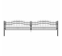 Mokuyary Portail de clôture Kampen avec Pointe en Forme de Lance, Noir, 394,5 x 78 cm, Acier Portillon de Jardin, Clôture de Extérieure Porte pour Cour, Arrière, Patio, Terrasse