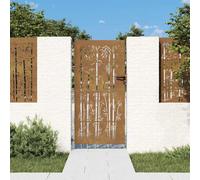 Mokuyary Portail de Jardin 85x200 cm Acier corten Design de Bambou Portillon de Jardin, Clôture de Extérieure Porte pour Cour, Arrière, Patio, Terrasse