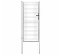 Mokuyary Portail de Jardin en Acier galvanisé 100 x 175 cm Argent Portillon de Jardin, Clôture de Extérieure Porte pour Cour, Arrière, Patio, Terrasse