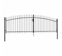 Mokuyary Portail Double Woerden avec Pointe en Forme de Lance 400 x 199,5 cm Portillon de Jardin, Clôture de Extérieure Porte pour Cour, Arrière, Patio, Terrasse