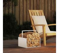 Mokuyary Portant de Bois Chauffage Blanc 40x40x40 cm Serre Bûche, Étagère de Rangement pour Porte Bûches de Cheminée, Support de Stockage de Bois de Chauffage, Grande Capacité Range Buche