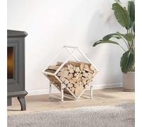 Mokuyary Portant de Bois Chauffage Blanc 50x25x50 cm Serre Bûche, Étagère de Rangement pour Porte Bûches de Cheminée, Support de Stockage de Bois de Chauffage, Grande Capacité Range Buche