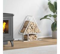 Mokuyary Portant de Bois Chauffage Blanc 50x25x60 cm Serre Bûche, Étagère de Rangement pour Porte Bûches de Cheminée, Support de Stockage de Bois de Chauffage, Grande Capacité Range Buche