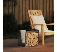 Mokuyary Portant de Bois de Chauffage 40x40x40 cm Acier Inoxydable Serre Bûche, Étagère de Rangement pour Porte Bûches de Cheminée, Support de Stockage de Bois de Chauffage -A