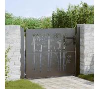 Mokuyary Porte de Jardin Noir 110 x 105 cm Acier Enduit de Poudre Portillon de Jardin, Clôture de Extérieure Porte pour Cour, Arrière, Patio, Terrasse