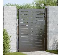 Mokuyary Porte de Jardin Noir 110 x 130 cm Acier Enduit de Poudre Portillon de Jardin, Clôture de Extérieure Porte pour Cour, Arrière, Patio, Terrasse -B