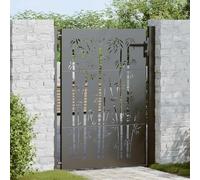 Mokuyary Porte de Jardin Noir 110 x 155 cm Acier Enduit de Poudre Portillon de Jardin, Clôture de Extérieure Porte pour Cour, Arrière, Patio, Terrasse -A