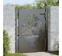 Mokuyary Porte de Jardin Noir 110 x 155 cm Acier Peint par Poudre Portillon de Jardin, Clôture de Extérieure Porte pour Cour, Arrière, Patio, Terrasse