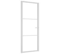 Mokuyary Porte intérieure 83x201,5 cm Blanc Verre ESG et aluminium Porte d'intérieur pour Salon, Chambre, Cuisine, Salle de Bain -A