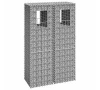 Mokuyary Poteaux à Panier de Gabion 2 pcs 40x40x140 cm Fer Cages à Pierres, Bordure de Jardin Clôture de Jardin Grille de Gabion pour Extérieur, Terrasse, Arrière-Cour, Pelouse