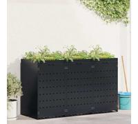 Mokuyary Poubelle de chariot pour 3 bacs - Noir - 204 x 77,5 x 121,5 cm - Avec portes pour poubelles - Abri à ordures pour poubelles - Pour habillage de poubelles