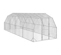 Mokuyary Poulailler 2,5x8x2,25 m Acier galvanisé Jardin | Enclos Extérieur Lapins pour Petits Animaux, Cage pour Poules et Autres