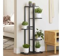 Mokuyary Présentoir à fleurs à 5 étages - 43 x 22 x 98 cm - En métal noir - Étagère à plantes pour l'intérieur et l'extérieur - Escalier décoratif pour terrasse, balcon, salon