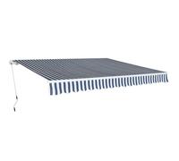Mokuyary Protection solaire à bras articulé - 400 cm - Bleu et blanc - Store de balcon - Protection solaire pour fenêtre, balcon, terrasse, jardin, véranda