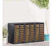 Mokuyary Rangement de Poubelle à roulettes pour 3 poubelles Anthracite, Abri de Jardin Cache pour poubelles, Conteneur d'extérieur Coffre de Rangement -D