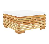 Mokuyary Repose-Pied de Jardin avec Coussin crème Bois de Teck Massif Repose-Pied de Jardin, Tabouret Meuble de Terrasse pour Canapé, Balcon, Extérieur