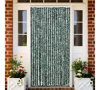 Mokuyary Rideau anti-mouches vert et blanc 90x200 cm chenille Rideau pour Porte de Balcon, Cave, Terrasse