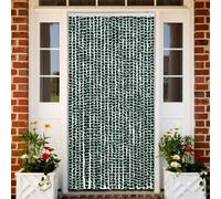 Mokuyary Rideau moustiquaire, vert et blanc, 100 x 220 cm, rideau de porte, rideau de porte, rideau décoratif, rétro, rideau anti-insectes