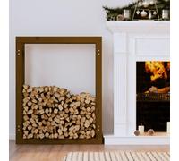 Mokuyary Support de Bois de Chauffage Marron Miel 80x25x100cm Pin Massif Serre Bûche, Étagère de Rangement pour Porte Bûches de Cheminée, Support de Stockage de Bois de Chauffage