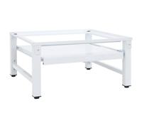 Mokuyary Support de machine à laver avec étagère extensible, blanc, kit intermédiaire pour buanderie, cadre intermédiaire pour machine à laver et sèche-linge