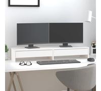 Mokuyary Support de moniteur, blanc, 100 x 27 x 15 cm, en pin massif, porte-parapluie, organiseur de bureau, rehausseur d'écran, pour PC, ordinateur portable, imprimante, ordinateur