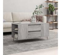 Mokuyary Table basse gris Sonoma 102 x 44,5 x 50 cm en matériau dérivé du bois avec étagères et tiroirs pour salon, bureau, petites pièces