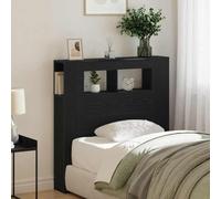 Mokuyary Tête de Lit LED avec étagère Chêne Noir 100 x 18.5 x 103.5 cm Tête de Lit à Bibliothèque avec Compartiment de Rangement pour Décoration de Chambre à Coucher
