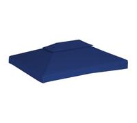 Mokuyary Toile Supérieure de Belvédère 2 Niveaux 310 g/m² 4x3 m Bleu | Couverture de Toit, Recouvrement de Remplacement d'Auvent (Cadre non Inclus) pour Tonnelle, Gazebo, Tente de Réception