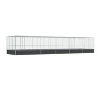 Mokuyary Volière avec Extension argenté 1139x307x212 cm Acier, Volière de Extérieure Cage pour Oiseaux, Canaris, Pinsons, Perruches Ondulées, Inséparables