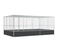 Mokuyary Volière avec Extension argenté 518x307x212 cm Acier, Volière de Extérieure Cage pour Oiseaux, Canaris, Pinsons, Perruches Ondulées, Inséparables