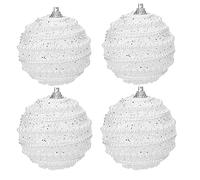 Mokyler Boules de Noël multicolores en mousse à paillettes avec perles blanches incassables 8 cm